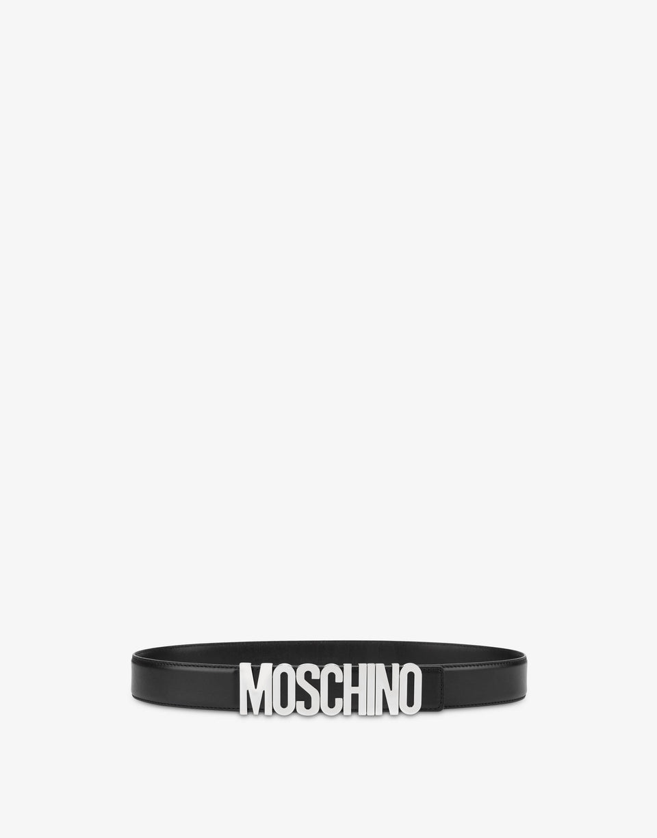 Belt in leather with logo Black Moschino 0