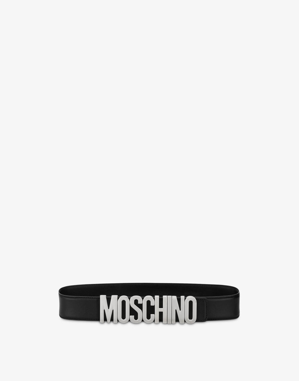Belt in leather with logo Black Moschino 0