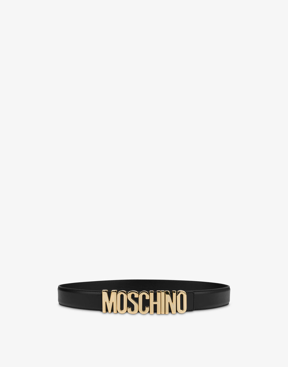 Cinturón de cuero con logo Moschino 0