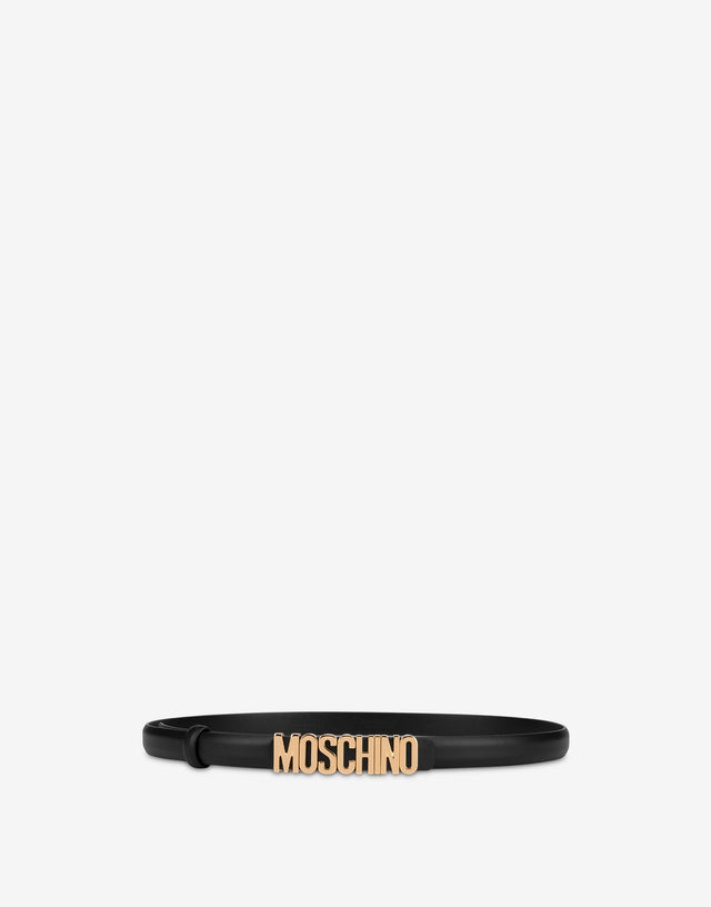 Lettering Logo calfskin belt Black Moschino 0