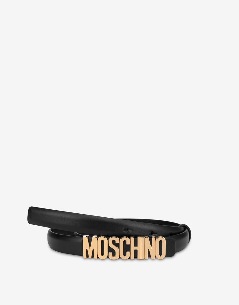 Lettering Logo calfskin belt Black Moschino 2