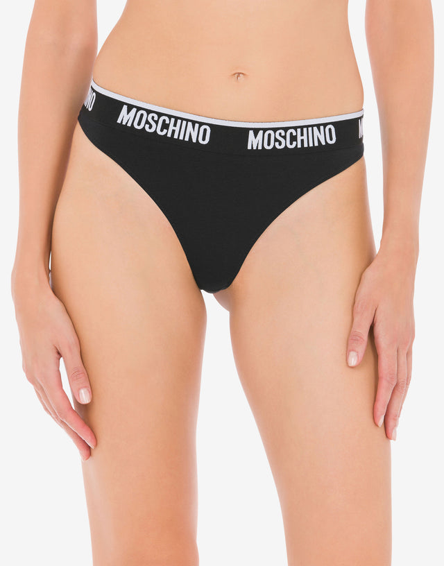 Elastic Logo Band thong Black Moschino 1