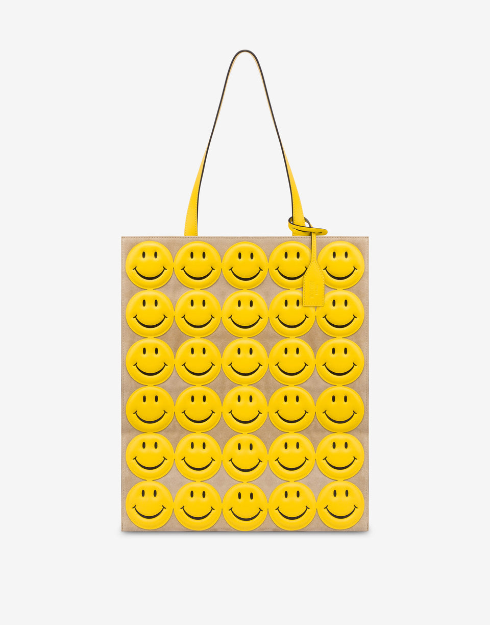 Shopper in suede Allover Smiley® Yellow Moschino 0