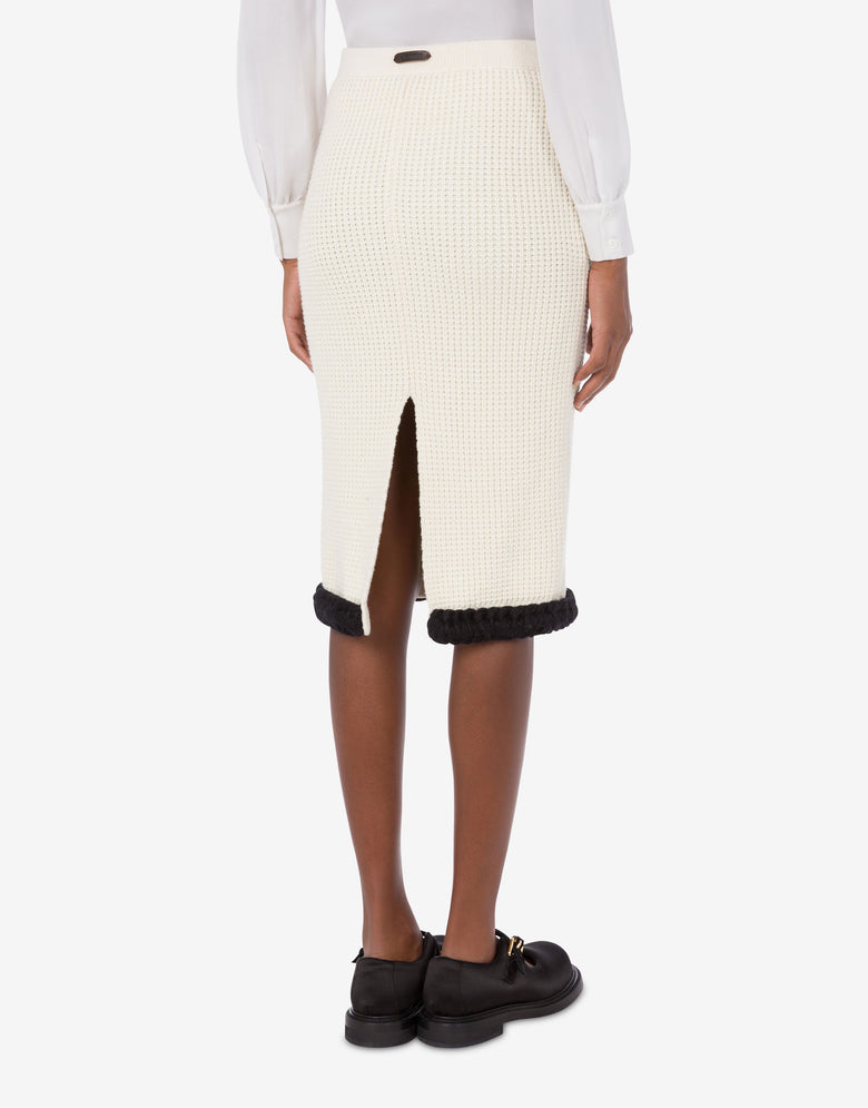 Falda de lana de cordero superfina Marfil Moschino 3
