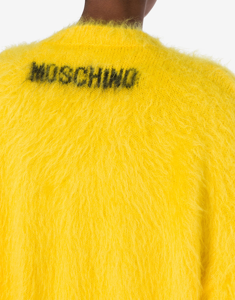 Robe en mohair brossé Smiley Jaune Moschino 3