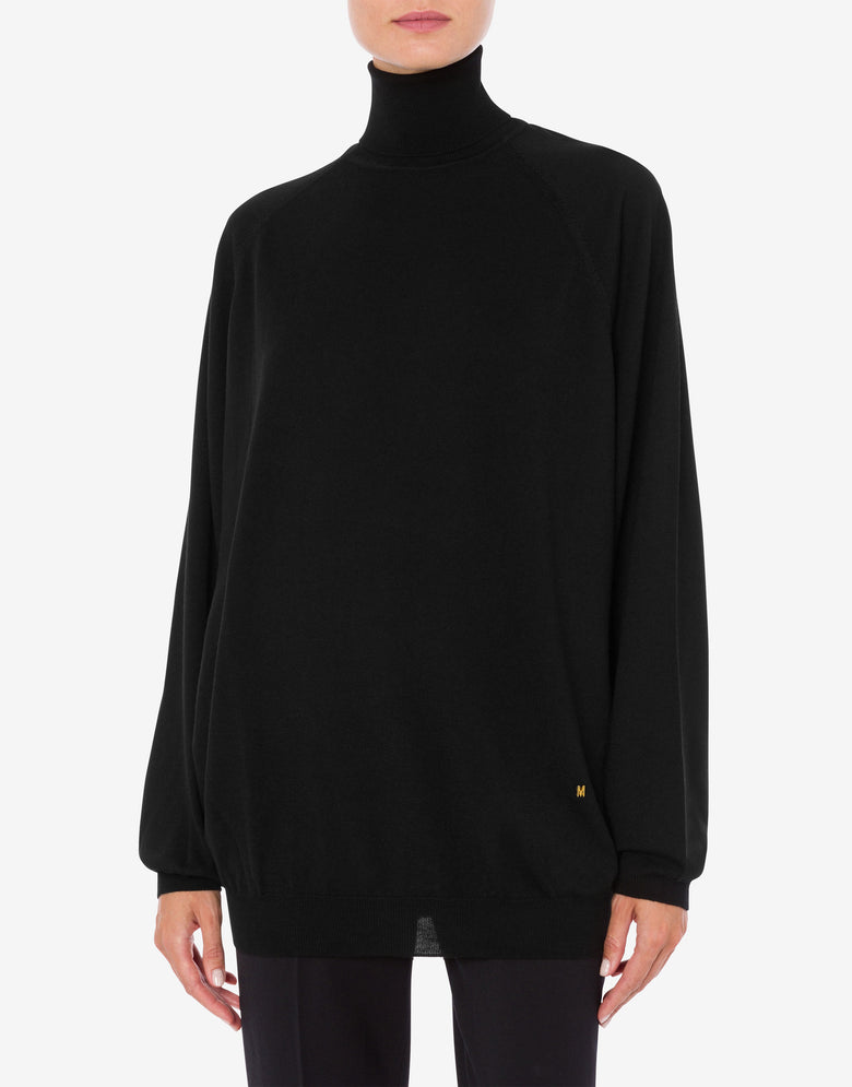 Pull en laine avec découpe Golden M Noir Moschino 1