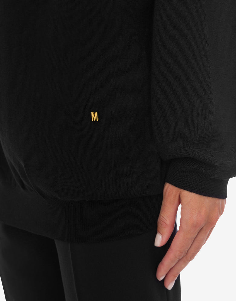 Pull en laine avec découpe Golden M Noir Moschino 3
