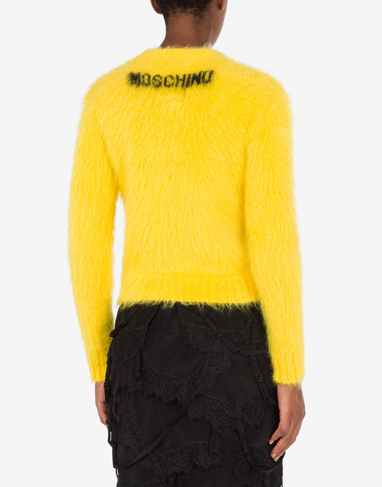 Pull en mohair brossé Smiley Jaune Moschino 3