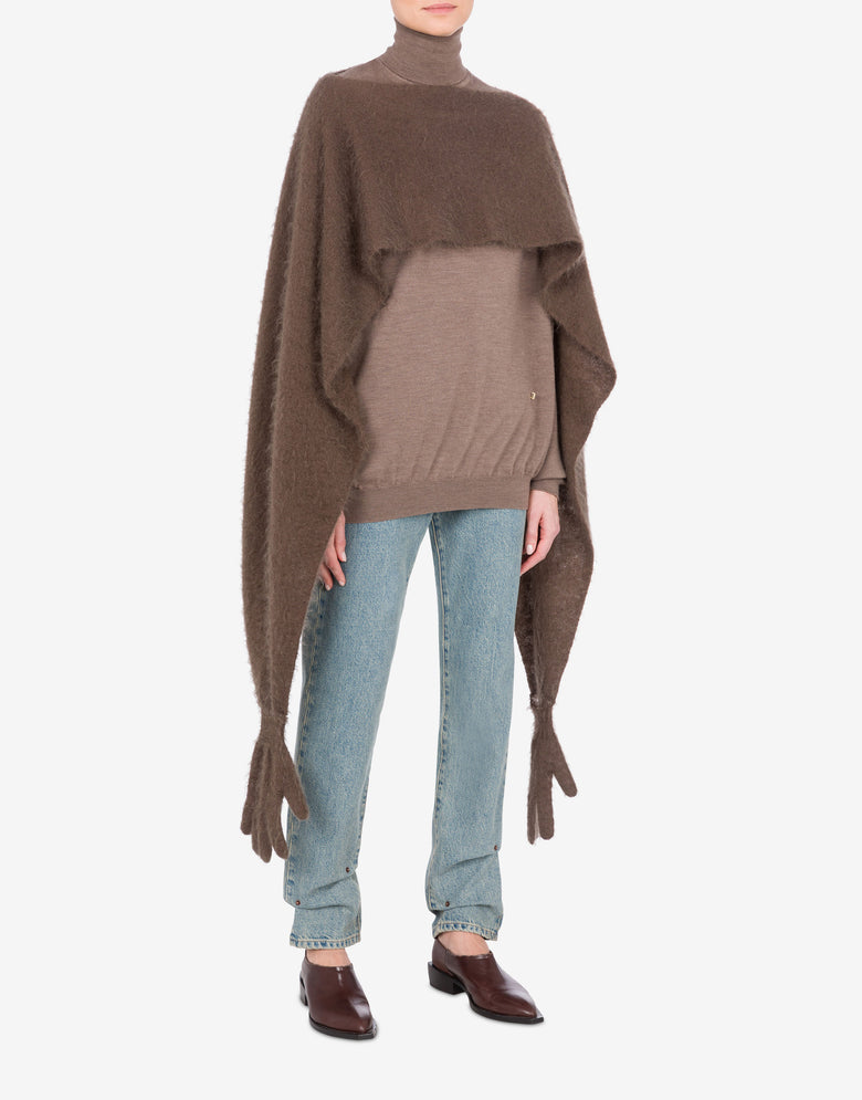 Cloak in brushed mohair Brown Moschino 1