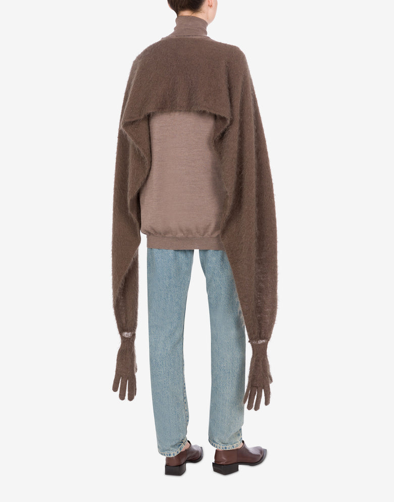 Cloak in brushed mohair Brown Moschino 2
