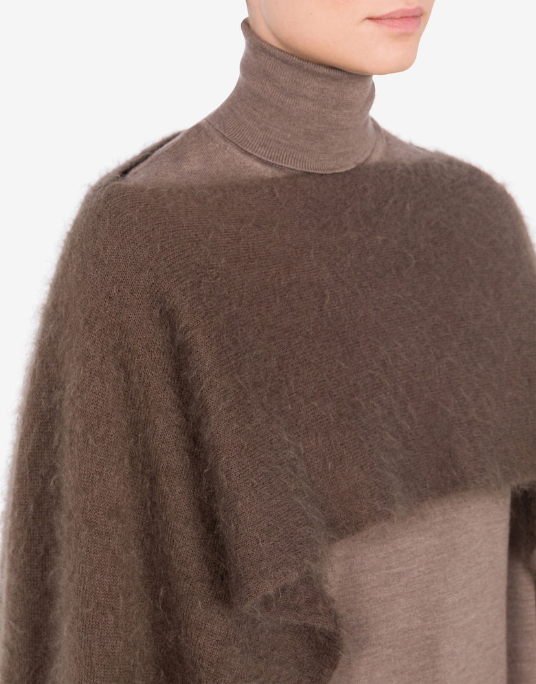 Cloak in brushed mohair Brown Moschino 3