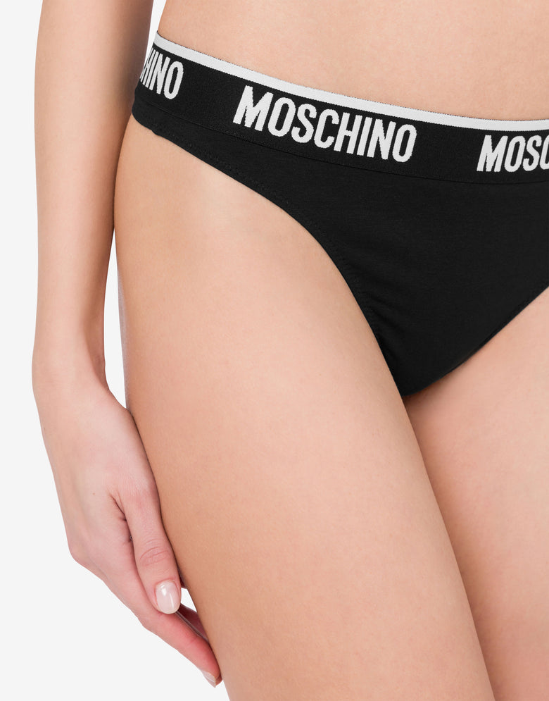 Stretch Jersey Thong Elastic Logo Band Black Moschino 3