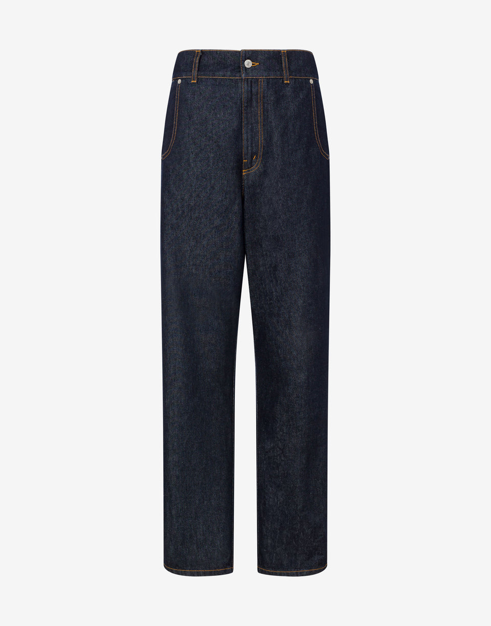 Blue denim pants Laurel Crown Patch Dark denim Moschino 0
