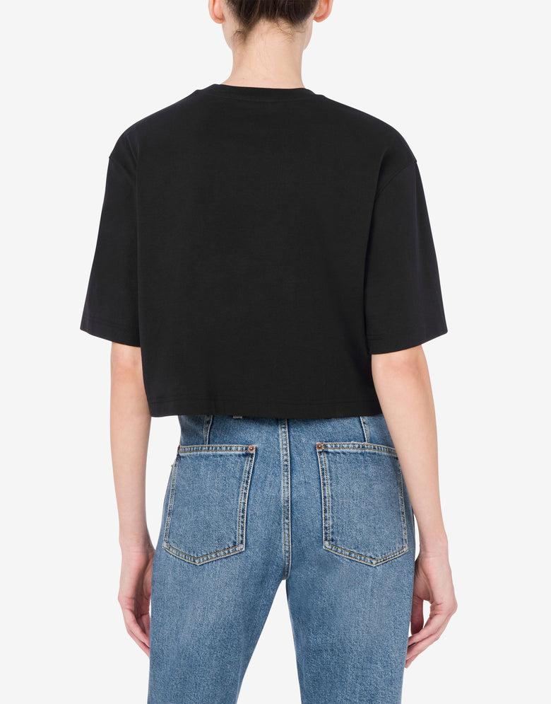 Cropped T-shirt Laurel Crown Logo Black Moschino 2