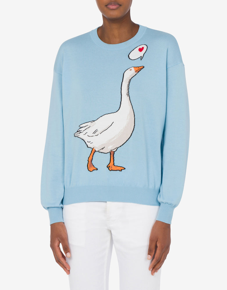 Pull en coton Goose Bleu clair Moschino 1