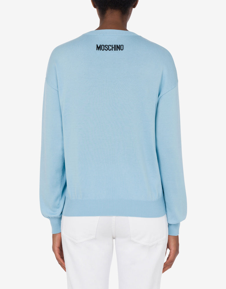 Pull en coton Goose Bleu clair Moschino 2