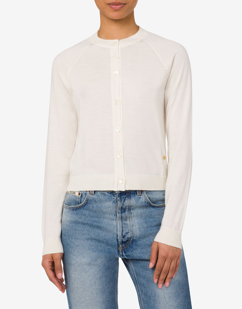 Pull en laine Golden M avec découpe Blanc Moschino 1