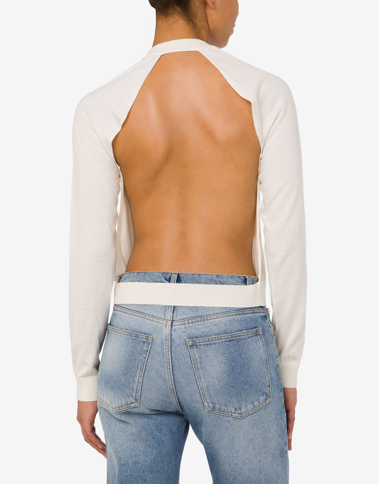 Pull en laine Golden M avec découpe Blanc Moschino 2
