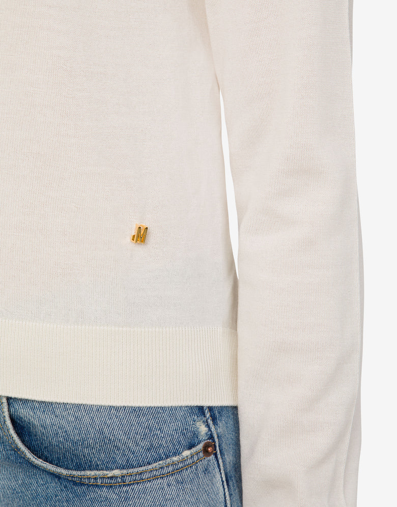 Pull en laine Golden M avec découpe Blanc Moschino 3