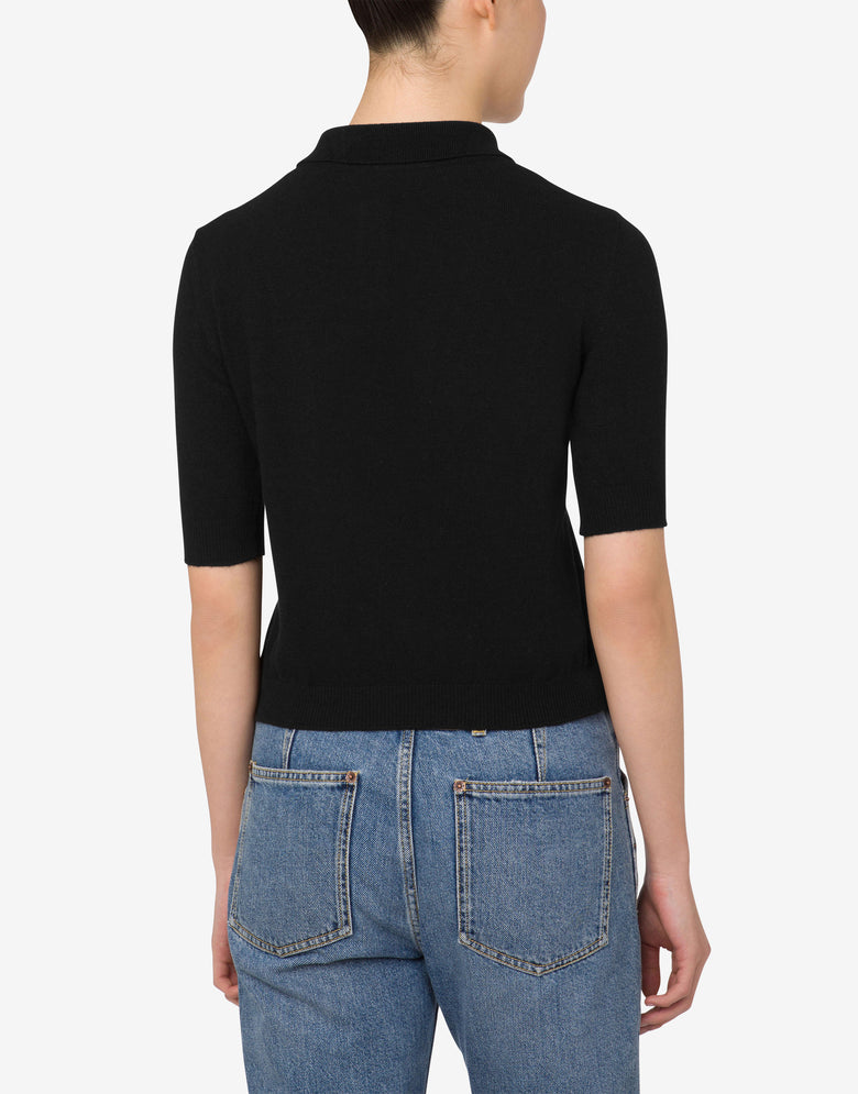 Polo en maille Laurel Crown Logo Noir Moschino 2