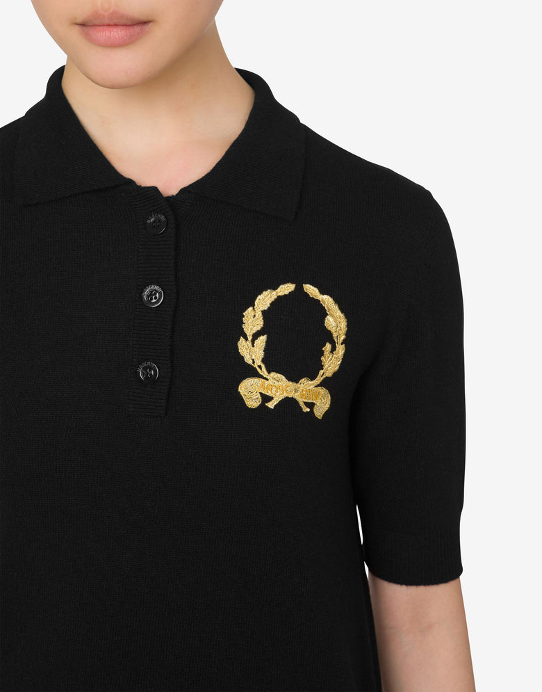 Polo en maille Laurel Crown Logo Noir Moschino 3