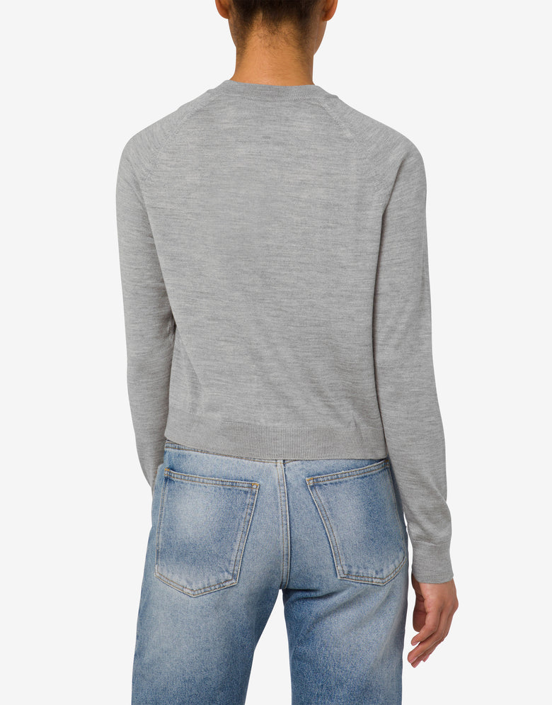 Cardigan en laine et soie Golden M Gris Moschino 2