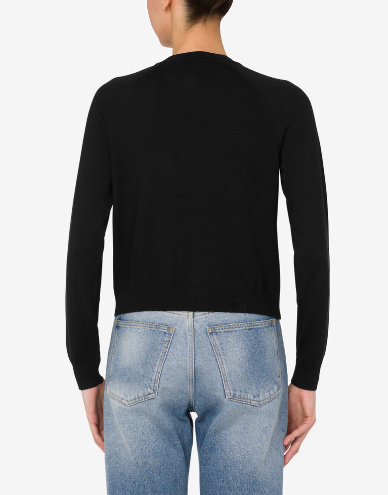 Rebeca de lana y seda Golden M Negro Moschino 2