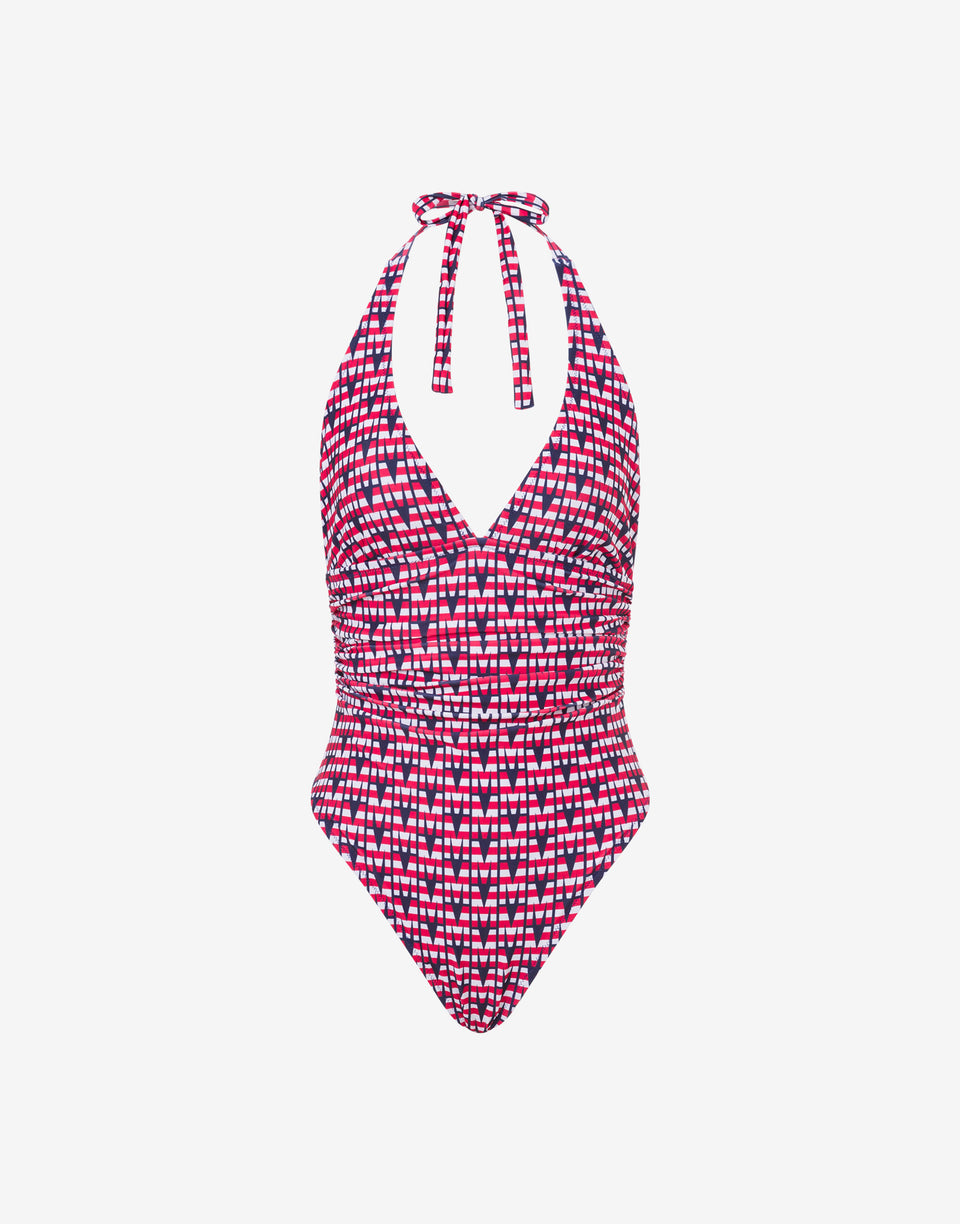 M Print One-piece Swimsuit Dark blue Moschino 0