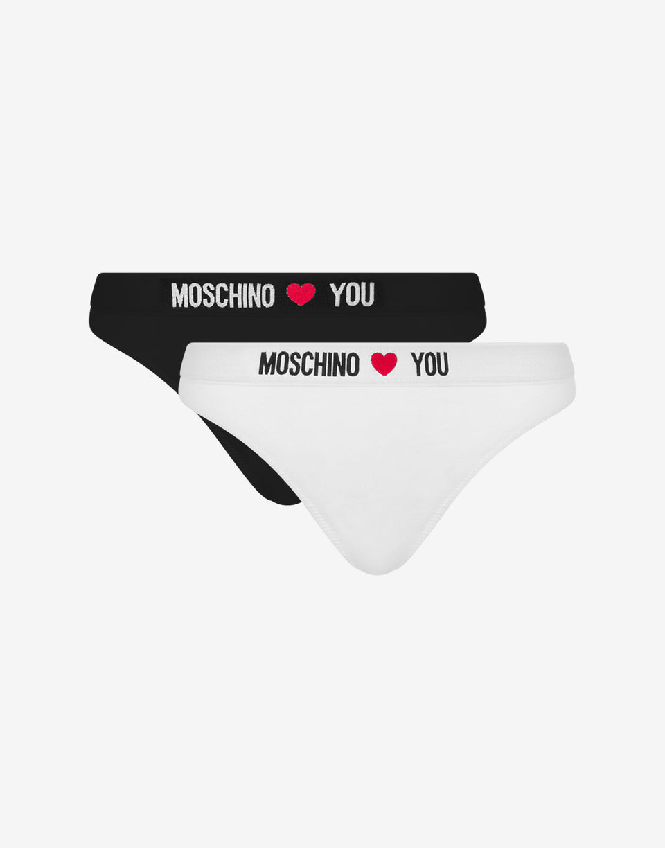Moschino Loves You Stretch Jersey Thong Black Moschino 0