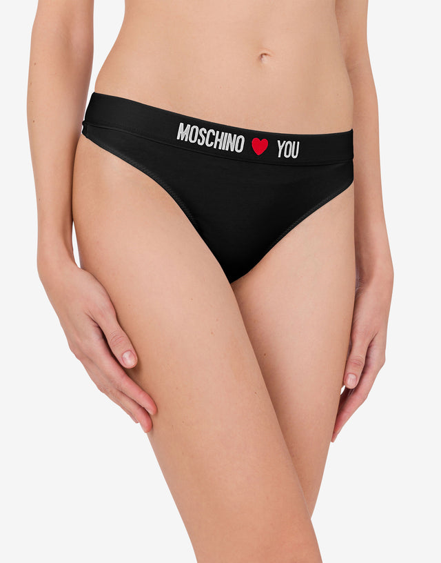 Tanga de punto elástico Moschino Loves You Negro Moschino 1