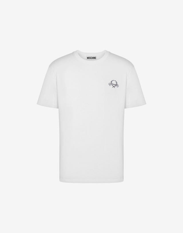 T-Shirt Laurel Crown Logo Blanc Moschino 0