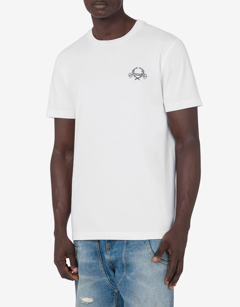 T-shirt Laurel Crown Logo Blanc Moschino 1
