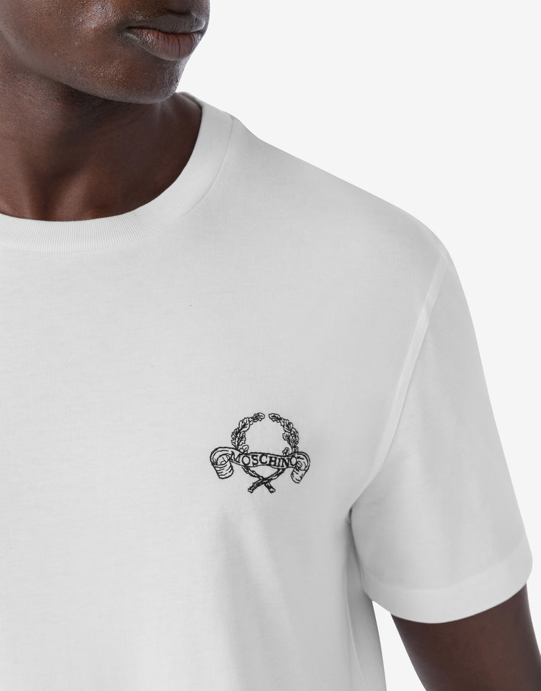 T-shirt Laurel Crown Logo Blanc Moschino 3