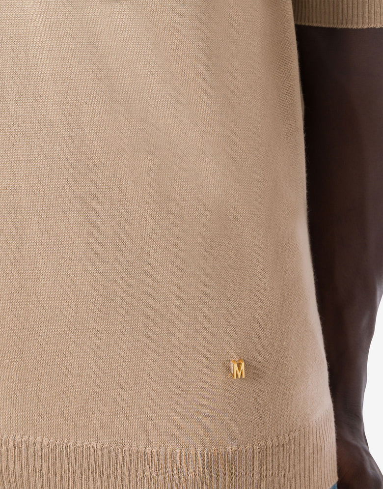 Pull en laine et soie Golden M Beige Moschino 3