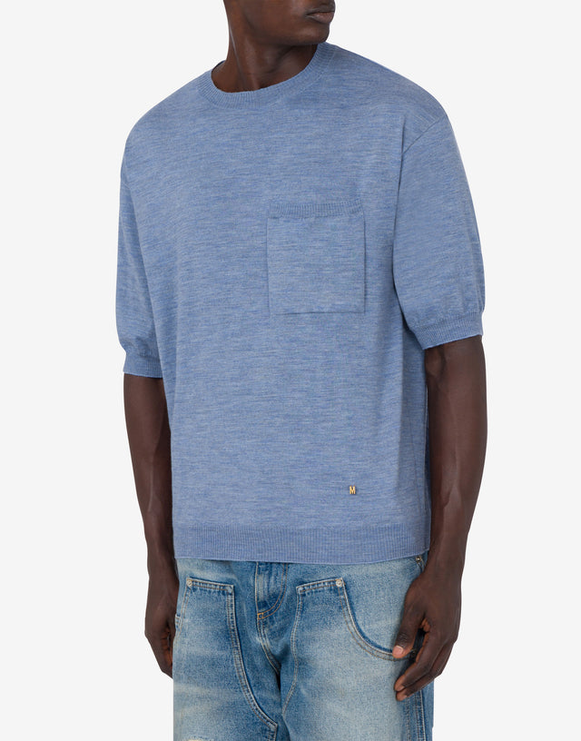 Wool and Silk Sweater Golden M Savoy blue Moschino 1