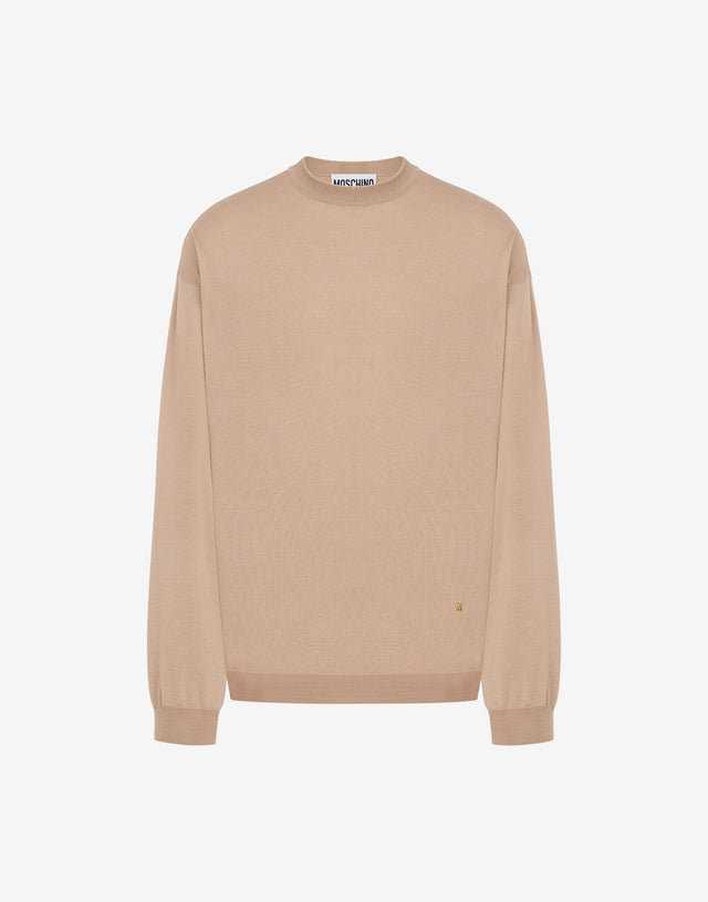 Wool and Silk Pullover Golden M Beige Moschino 0