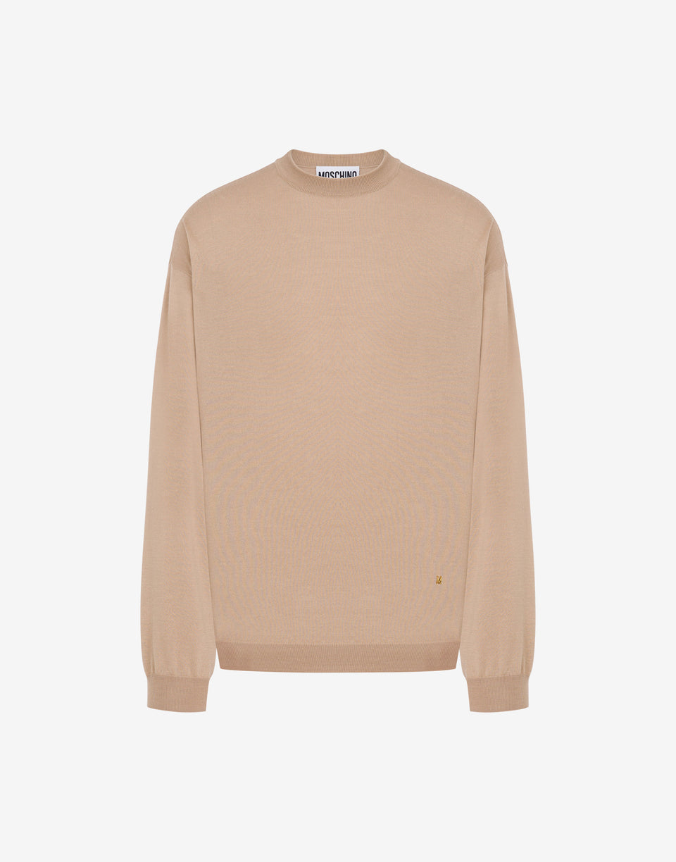 Wool and Silk Pullover Golden M Beige Moschino 0