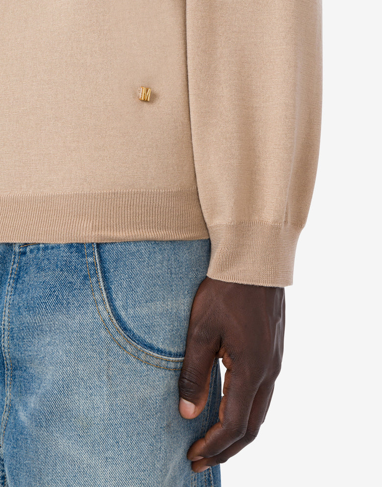Pull en laine et soie Golden M Beige Moschino 3