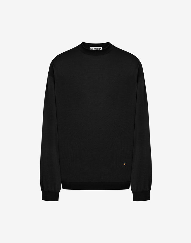 Wool and Silk Pullover Golden M Black Moschino 0