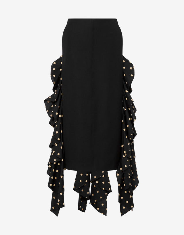 Jupe diagonale en laine mélangée Polka Dots Noir Moschino 0