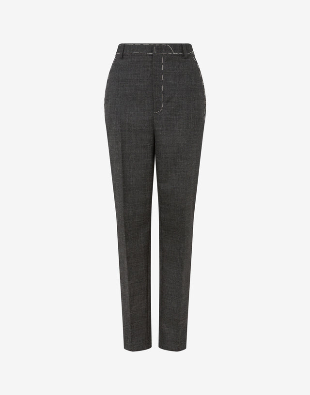 Pantalon en toile de laine brodée Gris foncé Moschino 0