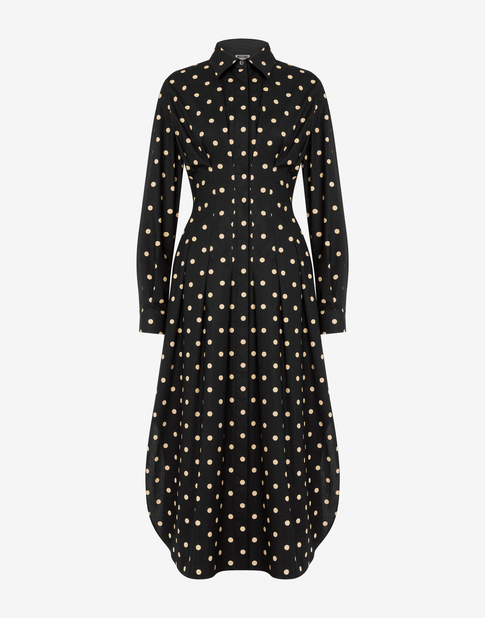 Robe en popeline de coton imprimée à pois Noir Moschino 0