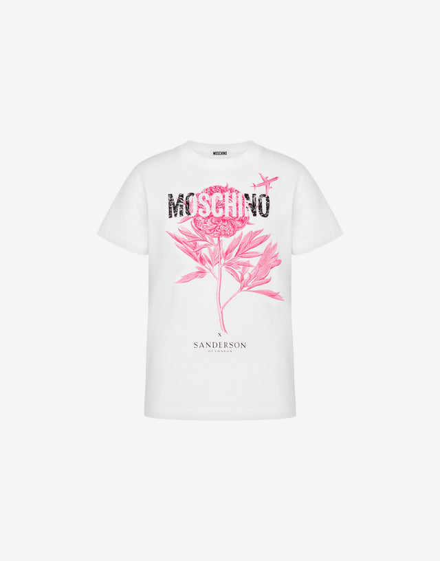 Camiseta estampada de punto de algodón orgánico Blanco Moschino 0