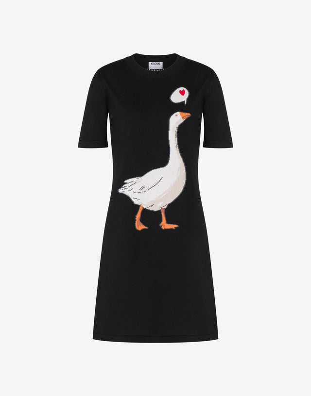 Abito in maglia di cotone Goose Nero Moschino 0