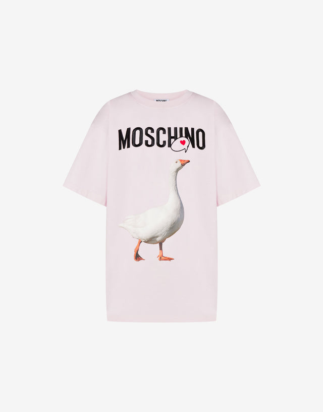 Camiseta de punto de algodón orgánico Goose Rosa pastel Moschino 0