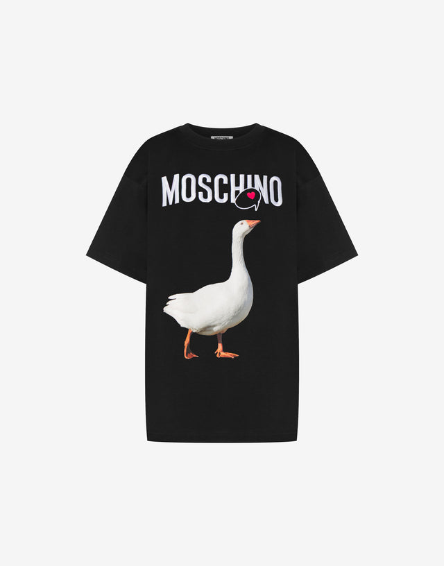 Camiseta de punto de algodón orgánico Goose Negro Moschino 0