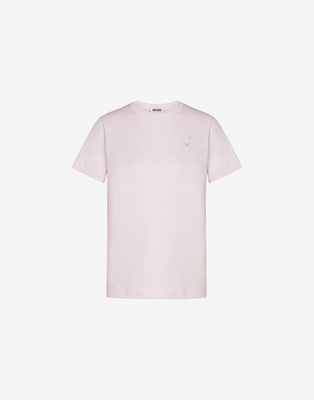 Camiseta de punto de algodón orgánico Goose Rosa pastel Moschino 0