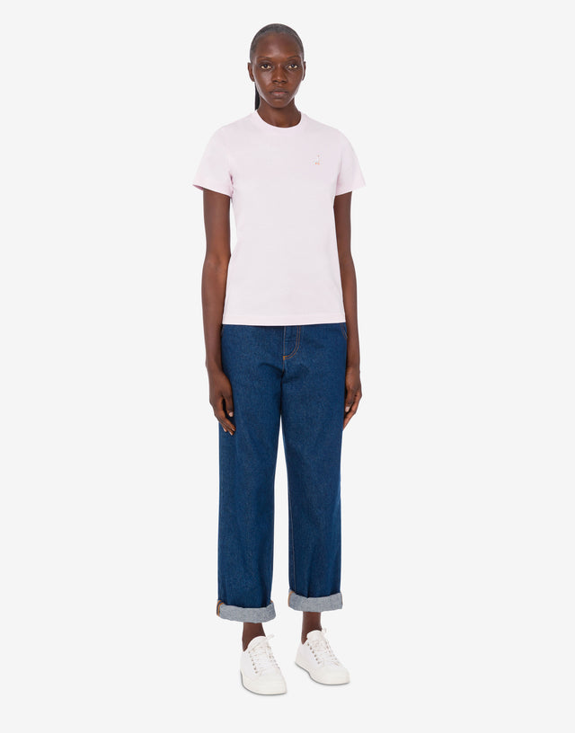 Camiseta de punto de algodón orgánico Goose Rosa pastel Moschino 1