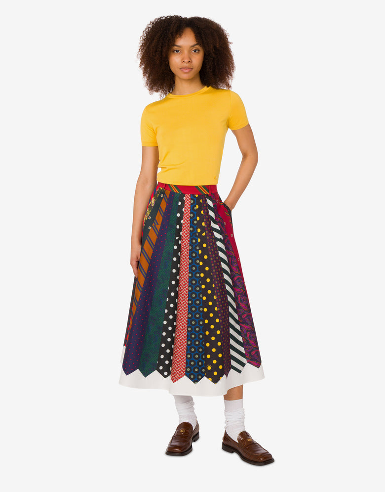 Jupe en gabardine de coton Archive Multicolore Moschino 1