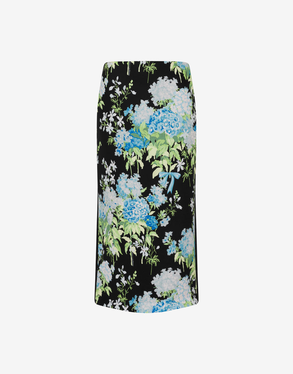 Jupe en satin de soie imprimé Noir Moschino 0
